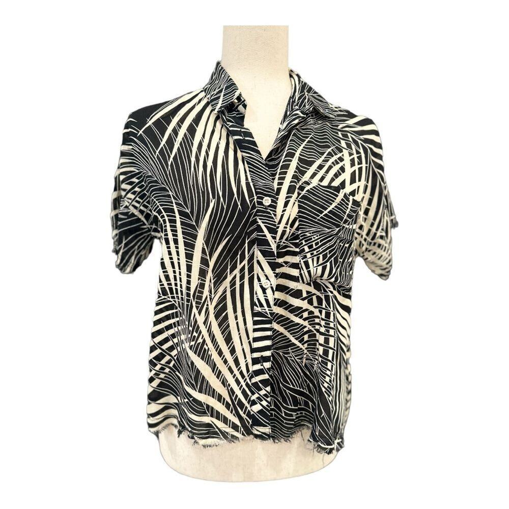 Philosophy - Palm Print Blouse With Raw Hem